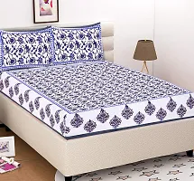 Comfortable Cotton Printed King Bedsheet with 2 Pillow Covers-thumb1