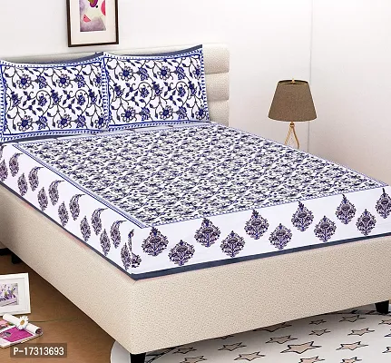 Comfortable Cotton Printed King Bedsheet with 2 Pillow Covers-thumb2