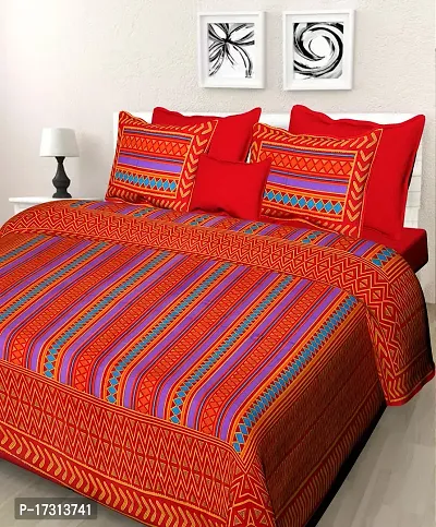 Comfortable Cotton Printed King Bedsheet with 2 Pillow Covers