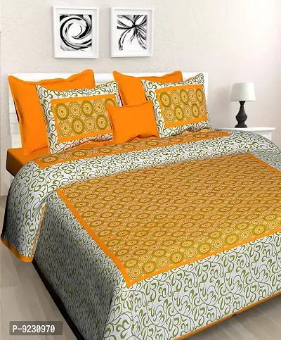 E-WISH BOX Rajasthani Jaipuri Pure Cotton Bedsheet 3D Hand Block Print with 2 Pillow Cover TC - 180, D_A28