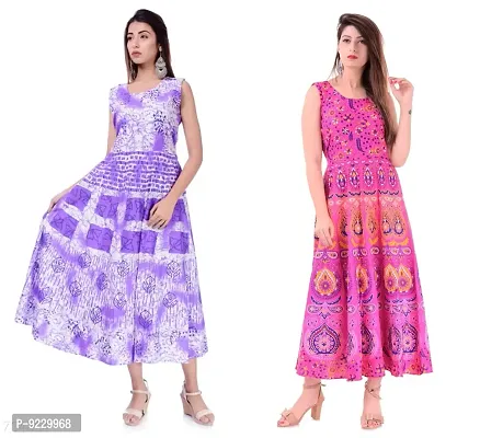 E-WISH BOX Women's Fit And Flare Knee Long Dress Combo (Maxi Dress For Women84_Multicolour_2XL)