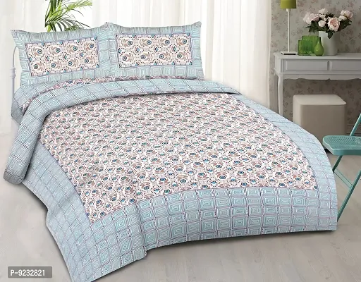 Jaipuri Cotton Super Queen Size Bedsheet Bedroom Maching with 2 Pillow Covers ( 225 cm X 270 cm ) D.N.055