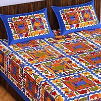 Pure 100% Jaiuri Cotton Double Size Bed Sheet Bandej and Chunri Print with 2 Pillow Cover 144 TC Bandej and Chunri Print A66-thumb1