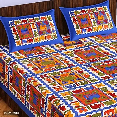 Pure 100% Jaiuri Cotton Double Size Bed Sheet Bandej and Chunri Print with 2 Pillow Cover 144 TC Bandej and Chunri Print A66-thumb2