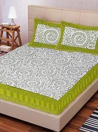 Comfortable Cotton Printed King Bedsheet with 2 Pillow Covers-thumb1