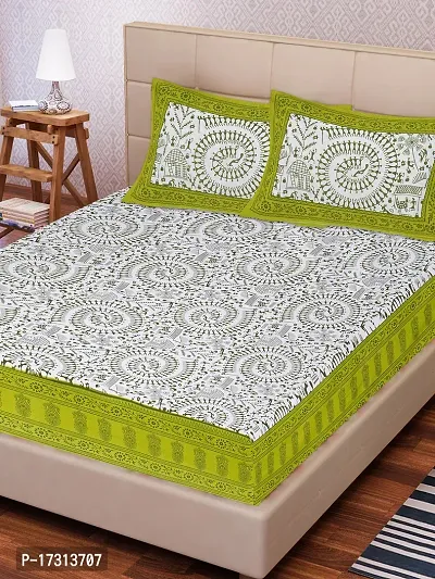 Comfortable Cotton Printed King Bedsheet with 2 Pillow Covers-thumb2