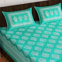 Pure 100% Jaiuri Cotton Double Size Bed Sheet Bandej and Chunri Print with 2 Pillow Cover 144 TC Bandej and Chunri Print A80-thumb1