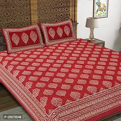 Comfortable Cotton Printed King Bedsheet with Two Pillow Covers
