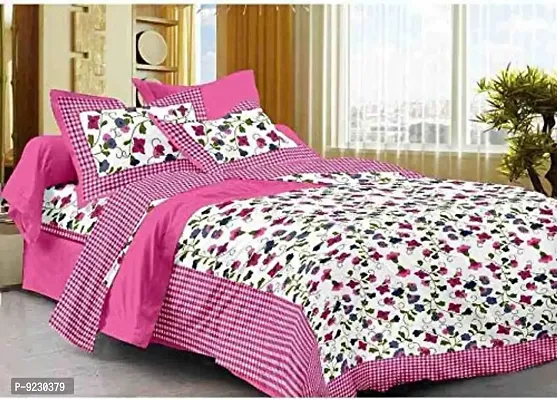 E-WISH BOX Jai Classic Double Bed Cotton Bedsheet with 2 Pillow Covers (Multicolour)-thumb0