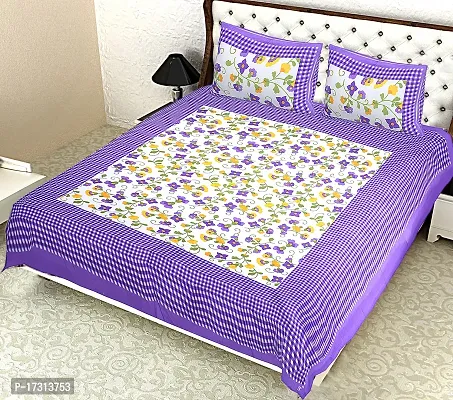 Comfortable Cotton Printed King Bedsheet with 2 Pillow Covers