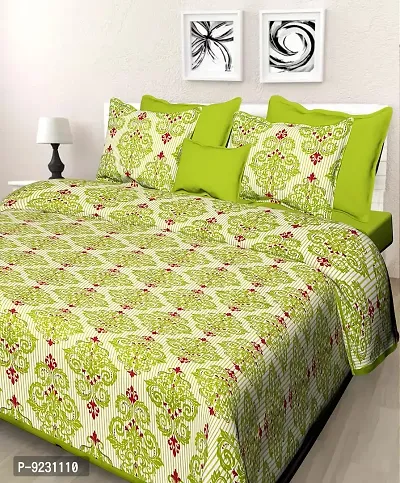 E-WISH BOX Rajasthani Jaipuri Pure Cotton Bedsheet 3D Hand Block Print with 2 Pillow Cover TC - 180, D_A94-thumb0