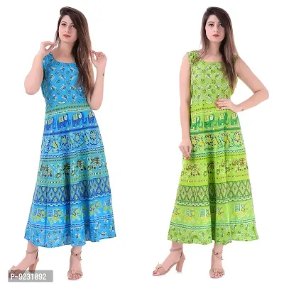 E-WISH BOX Rajasthani Traditional Women's Cotton Maxi Long Dress Jaipuri Printed Dress DN-A35