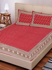 Comfortable Cotton Printed King Bedsheet with 2 Pillow Covers-thumb1