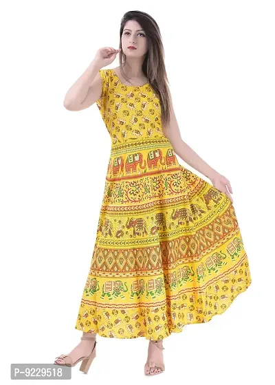 E-WISH BOX Rajasthani Traditional Women's Cotton Maxi Long Dress Jaipuri Printed Dress DN-5-thumb0