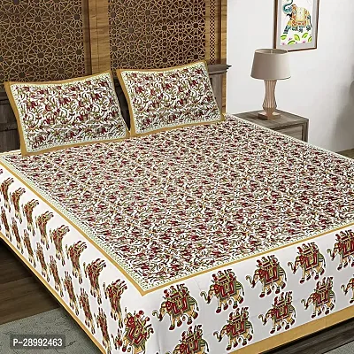 Comfortable Cotton Printed King Bedsheet with Two Pillow Covers