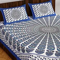 Pure 100% Jaiuri Cotton Double Size Bed Sheet Bandej and Chunri Print with 2 Pillow Cover 144 TC Bandej and Chunri Print A61-thumb1