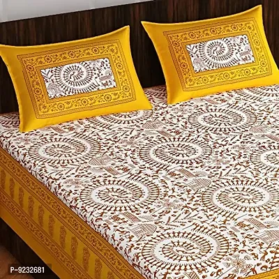 Pure 100% Jaiuri Cotton Double Size Bed Sheet Bandej and Chunri Print with 2 Pillow Cover 144 TC Bandej and Chunri Print A82-thumb2