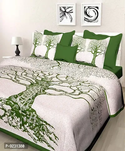 E-WISH BOX Rajasthani Jaipuri Pure Cotton Bedsheet 3D Hand Block Print with 2 Pillow Cover TC - 180, D_A85