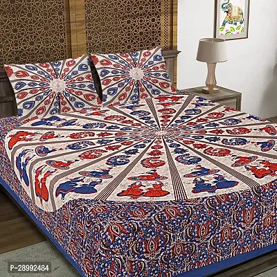 Comfortable Cotton Printed King Bedsheet with Two Pillow Covers-thumb0