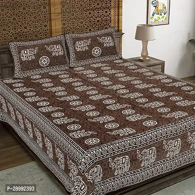 Comfortable Cotton Printed King Bedsheet with Two Pillow Covers