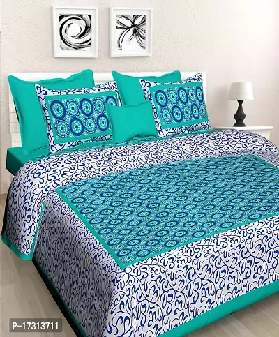 Comfortable Cotton Printed King Bedsheet with 2 Pillow Covers