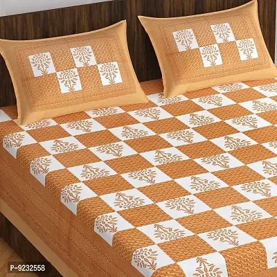 E-WISH BOX#174; 100% Cotton Rajasthani Jaipuri Traditional Floral Print Double Bed Sheet with Pack of 2 Pillow Cover's (230Cm*240Cm) Design No.13-thumb0