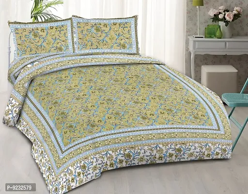 Jaipuri Cotton Super Queen Size Bedsheet Bedroom Maching with 2 Pillow Covers ( 225 cm X 270 cm ) D.N.063