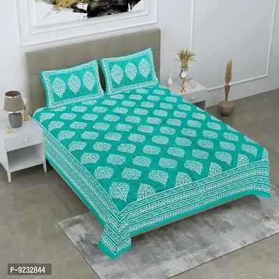 Pure 100% Cotton Double Size Bedsheet for King Size Bed with 2 Pillow Cover