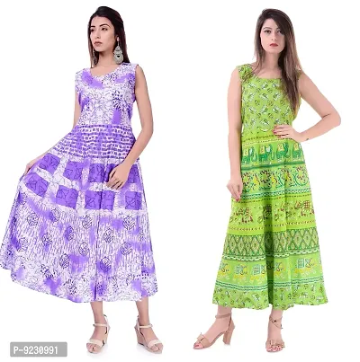 E-WISH BOX Rajasthani Traditional Women's Cotton Maxi Long Dress Jaipuri Printed Dress DN-A55