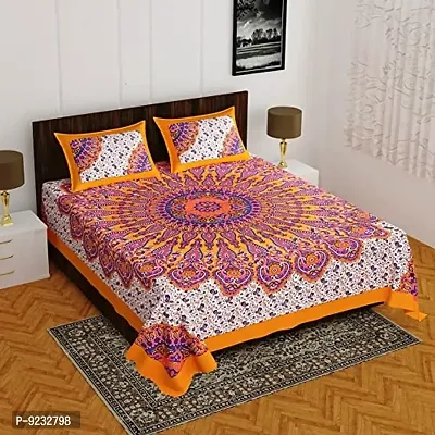 Pure 100% Jaiuri Cotton Double Size Bed Sheet Bandej and Chunri Print with 2 Pillow Cover 144 TC Bandej and Chunri Print A96-thumb0