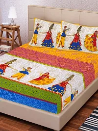 Comfortable Cotton Printed King Bedsheet with 2 Pillow Covers-thumb1