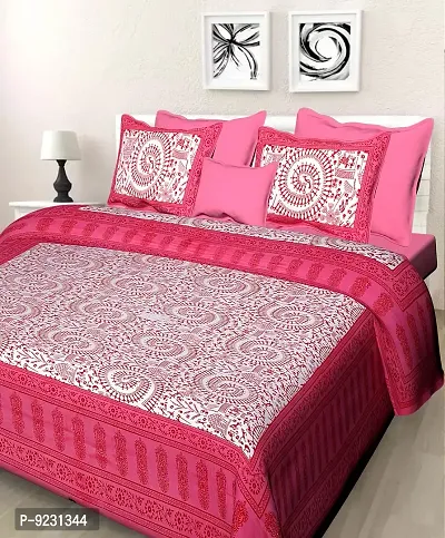 E-WISH BOX Rajasthani Jaipuri Pure Cotton Bedsheet 3D Hand Block Print with 2 Pillow Cover TC - 180, D_A42-thumb0