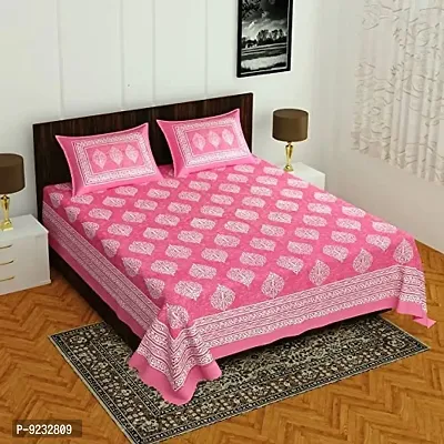 Pure 100% Jaiuri Cotton Double Size Bed Sheet Bandej and Chunri Print with 2 Pillow Cover 144 TC Bandej and Chunri Print A81