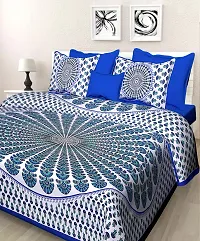 E-Wish Box _RAJSTHANI Jaipuri Traditional SANGANERI Print 144 Thread Count Cotton Double Size BEDSHEET with Two Pillow Cover ( Jaipuri Bedsheet)-thumb1