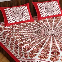 Pure 100% Jaiuri Cotton Double Size Bed Sheet Bandej and Chunri Print with 2 Pillow Cover 144 TC Bandej and Chunri Print A63-thumb1