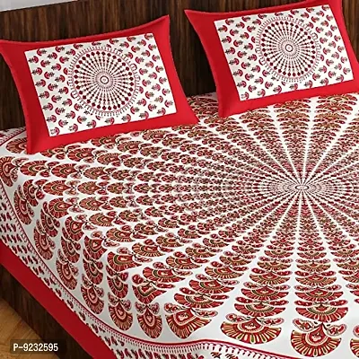 Pure 100% Jaiuri Cotton Double Size Bed Sheet Bandej and Chunri Print with 2 Pillow Cover 144 TC Bandej and Chunri Print A63-thumb2