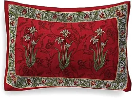 E-WISH BOX 100% Cotton Rajasthani Jaipuri Queen Size Double Bedsheets with 2 Pillow Covers - Red-thumb1