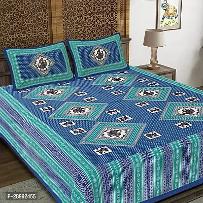 Comfortable Cotton Printed King Bedsheet with Two Pillow Covers-thumb0
