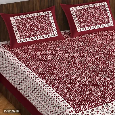 E-WISH BOX#174; 100% Cotton Rajasthani Jaipuri Traditional Floral Print Double Bed Sheet with Pack of 2 Pillow Cover's (230Cm*240Cm) Design No.47-thumb0