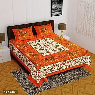 Pure 100% Jaiuri Cotton Double Size Bed Sheet Bandej and Chunri Print with 2 Pillow Cover 144 TC Bandej and Chunri Print A7-thumb0