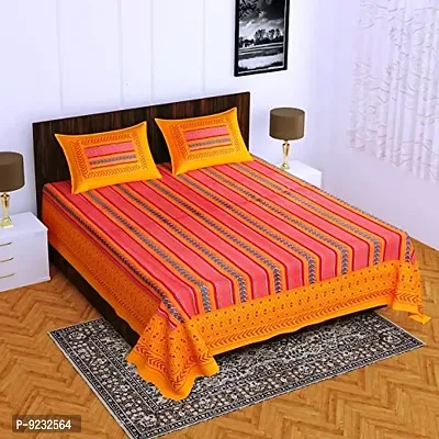 Pure 100% Jaiuri Cotton Double Size Bed Sheet Bandej and Chunri Print with 2 Pillow Cover 144 TC Bandej and Chunri Print A91