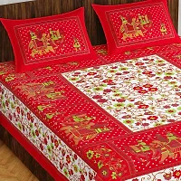 Pure 100% Jaiuri Cotton Double Size Bed Sheet Bandej and Chunri Print with 2 Pillow Cover 144 TC Bandej and Chunri Print A8-thumb1