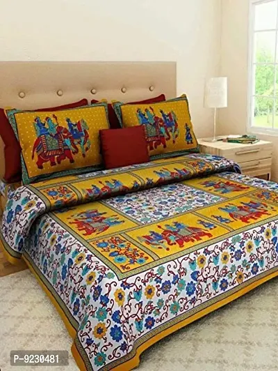 Jai Classic King Size Double Bedsheet with Pillow Cover Tradional Bedsheet-thumb0