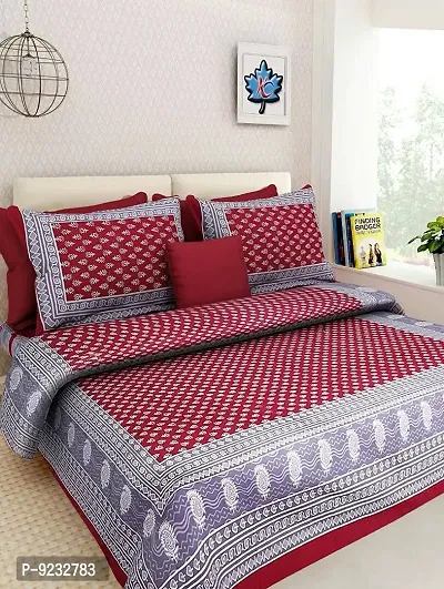 E-Wish Box Rajasthani Traditional Printed Pure 100 % Cotton King Size Bed Bedsheet for Double Bed with 2 Pillow Cover Set 144 Thread Count D.N - r 81