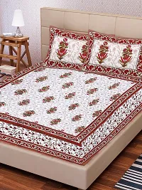 Comfortable Cotton Printed King Bedsheet with 2 Pillow Covers-thumb1