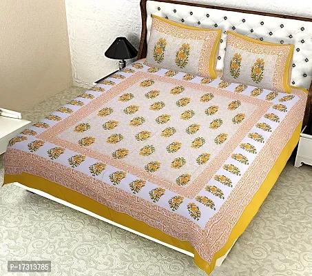 Comfortable Cotton Printed King Bedsheet with 2 Pillow Covers
