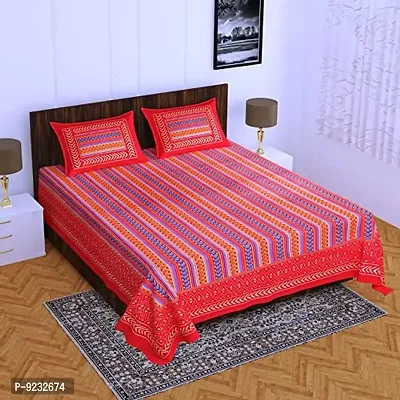 Pure 100% Jaiuri Cotton Double Size Bed Sheet Bandej and Chunri Print with 2 Pillow Cover 144 TC Bandej and Chunri Print A102