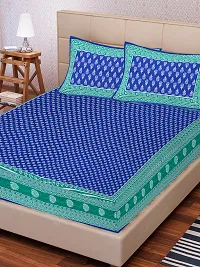 Comfortable Cotton Printed King Bedsheet with 2 Pillow Covers-thumb1