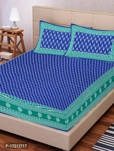 Comfortable Cotton Printed King Bedsheet with 2 Pillow Covers-thumb2