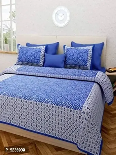 E-WISH BOX 100% Cotton Double BedSheet for Double Bed with 2 Pillow Covers Set, Queen Size Bedsheet Series, 140 TC, 3D Printed Pattern